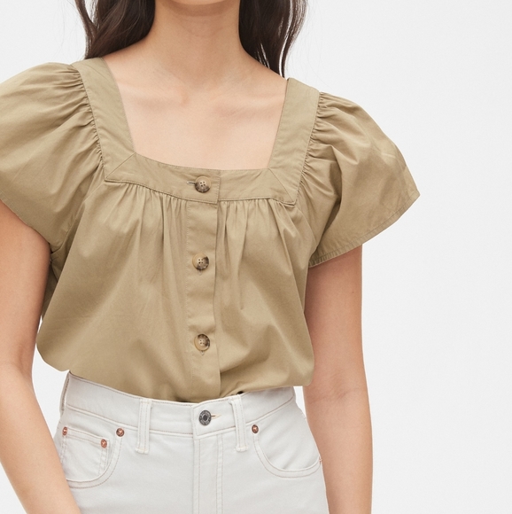 Gap Squareneck Button-Front Top - Picture 1 of 5
